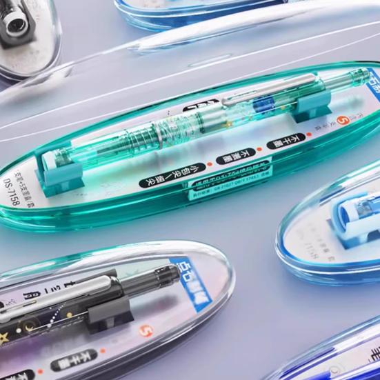 Zatahovací plnicí pero 0,38 mm Černý inkoust Jemný hrot Sada per s průhledným tělem a 5 inkoustovými náplněmi pro kaligrafii, psaní deníku, čmárání, skicování