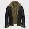 Men's Nordic Winter Faux Fur Coat with Zipper and PU Leather Collar.