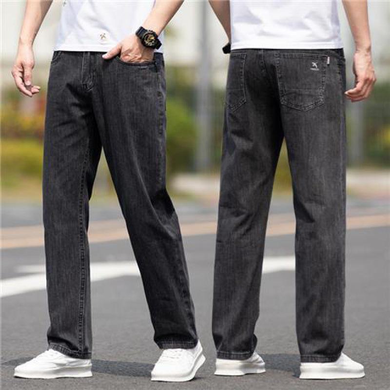 Men's 2024 Winter Straight Loose Elastic Jeans, Thick Large Casual Pants