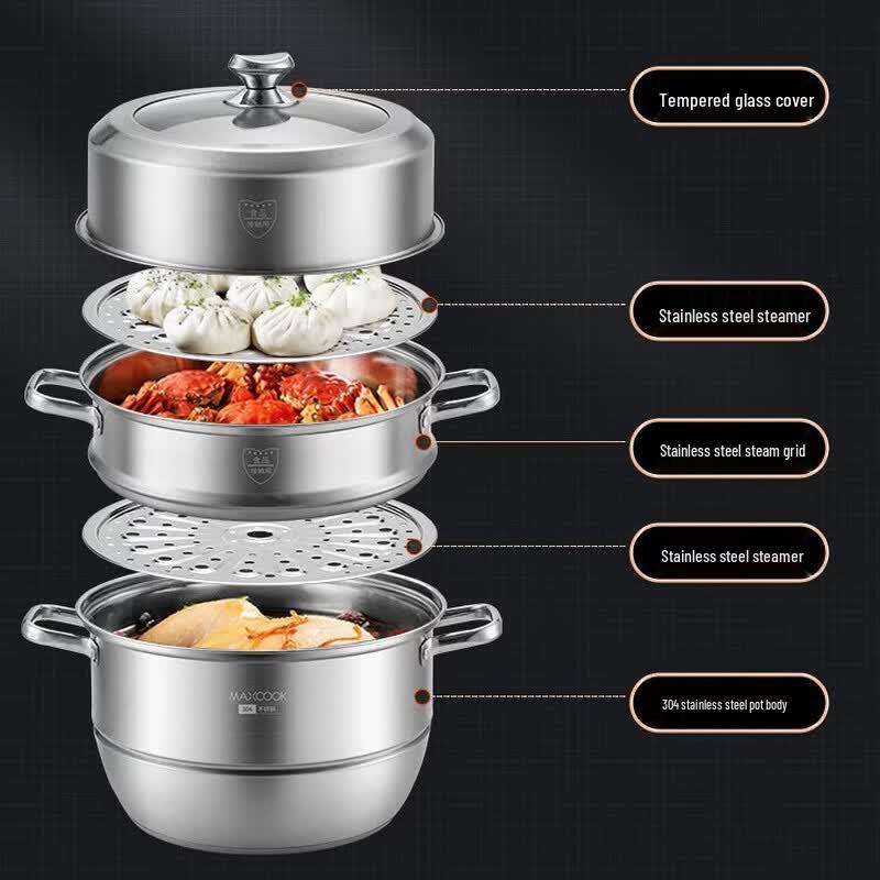 Meichu Chuweijia 304 Stainless Steel 3-Layer Steamer