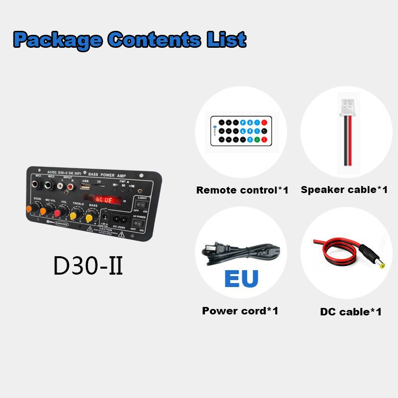 DIY Комплект усилителя Bluetooth 5.0 Для динамиков автомобиля и мотоцикла, Микрофоны, Вход для карты TF и USB, Регулировка высоких и низких частот EU Plug разноцветный