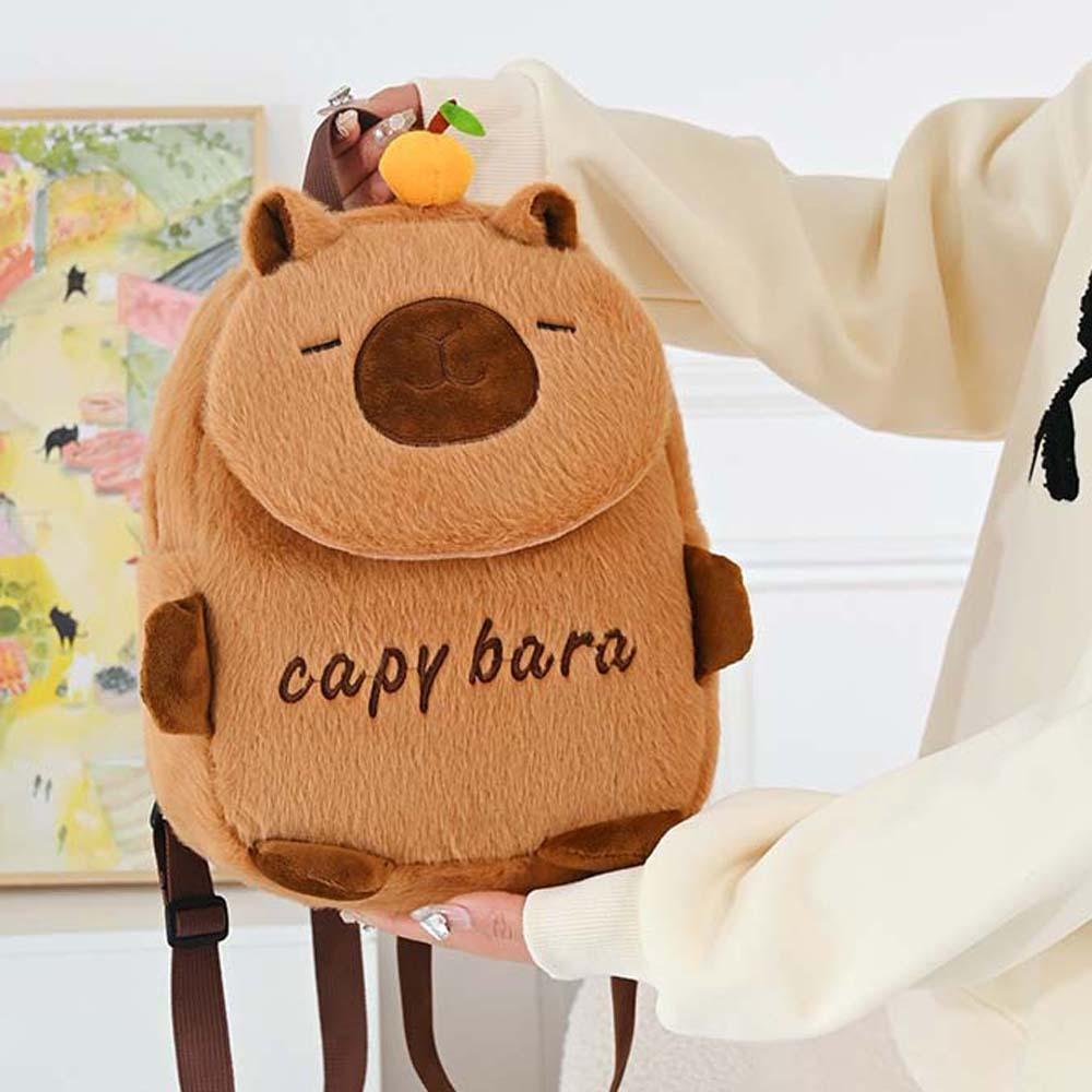 Thickened Capybara Plush Backpack PP Cotton Large Capacity School Bag Cartoon Animal Daypack  Daily