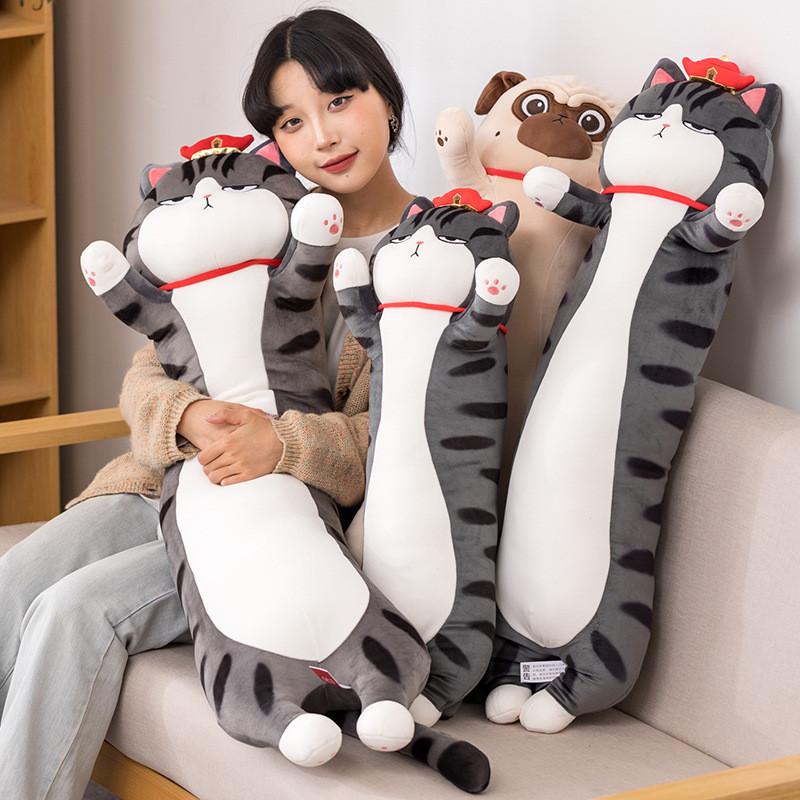 Cartoon Cat Fluffy Body Pillow In Eyecatching Black Colors For Accents Home