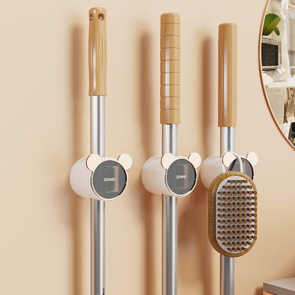 

Wall Mounted Brush Broom Hanger Plastic Mop Organizer Holder Multi-functional Broom Clip Kitchen