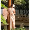 Women's Retro Chinese Style Cheongsam Dress with Stand Collar and Slit - Slimming Evening Long Dress