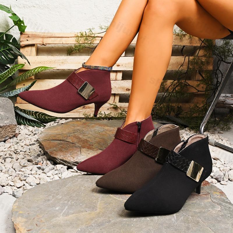 Women Ankle Boots Pointed Toe Suede High Heels Stilettos Sexy Shoes Woman 2026 Trend Autumn Fashion Elegant Cozy Botas De Mujer