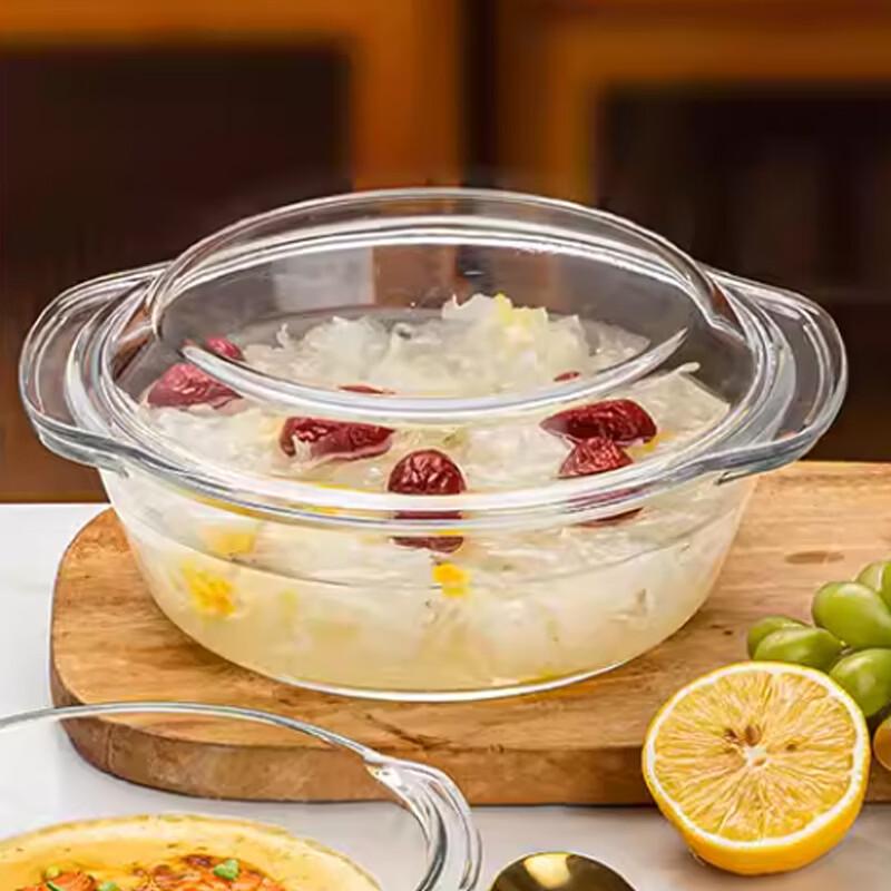 ZISIZ Transparent Glass Microwave Bowl with Lid