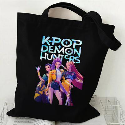 KPOP Chasseur de Démons Groupe Imprimé Sac en Toile Spot Sac à Main Quotidien pour Femme Sac de Shopping CLE