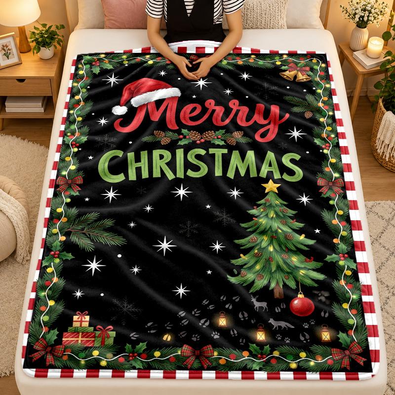 Couverture Flottée Thème Noël, Couverture Douce et Chaude, Cadeau de Fête de Noël pour la Maison
