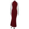 Women's Fashion Halter Sleeveless Flash Slim Dress Solid Color Dinner Dress