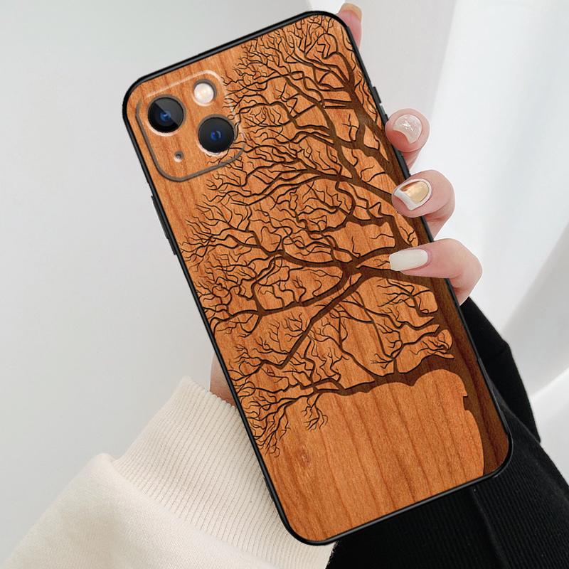 Tree Flower Bamboo Wood Phone Case For iPhone 17 Pro Max 16 15 11 13 12 14 Pro Max mini 15 16 Plus 16e 17 Air Cover