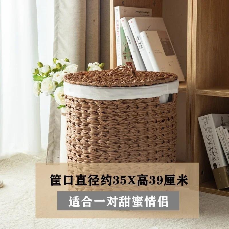 For Large Rattan Woven Laundry Baskets European Dust Cover Clothing Storage MultiFunction Children's Organizer