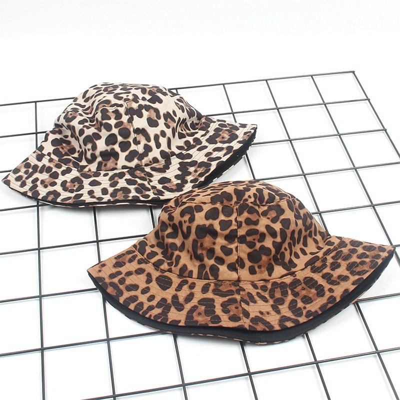 Trendy Leopard Print Fisherman Hat With Wide Brim For Spring Outdoor Sun Protection