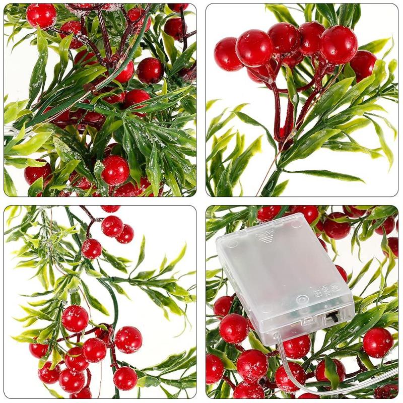 Rote Fruchtglocke, Pinienkerne, Lampenschnur, Kiefernnadel, Marmelade, Pilz, Weihnachtslampenschnur, Urlaubsdekoration, Weihnachtsdekoration, Lampenschnur