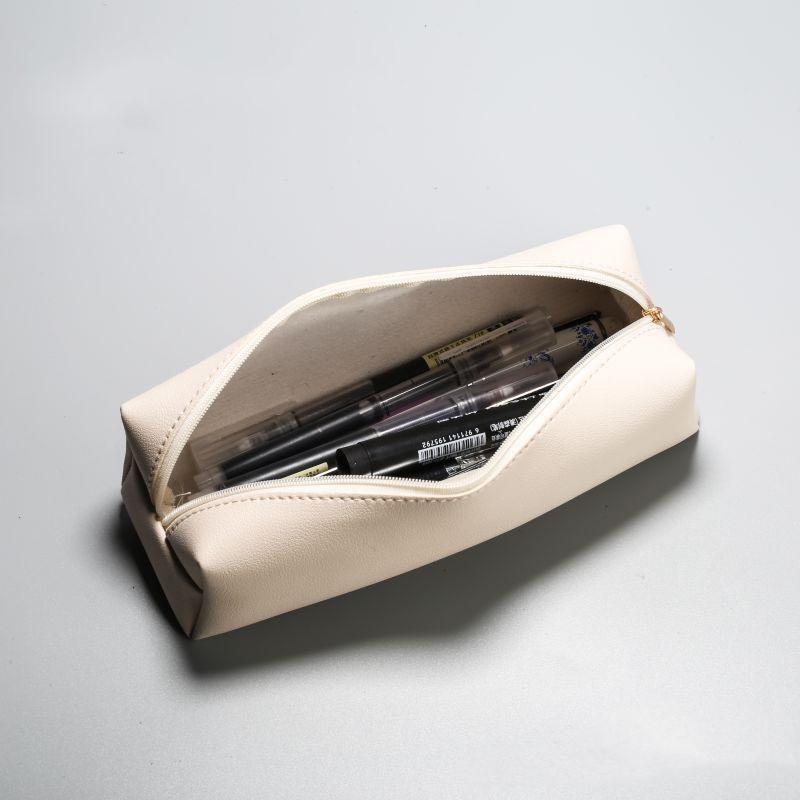 Pu Leather Large Capacity Pencil Bag Korean Stationery Holder Pen Case Storage Box Zipper Pencil Pouch Student School Supplies