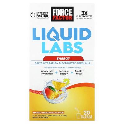 Liquid Labs Energy, Elektrolyt-Getränkemischung zur schnellen Hydratation, Mango Margarita, 20 Portionsbeutel, 8 g (0,28 Unzen) Jeder