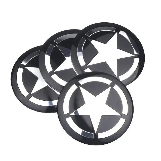 4PCS Five-pointed Star Emblem Car Wheel Center Hub Caps Decor Stickers for Jeep Ranegade Wrangler Patriot Grand Cherokee Compass