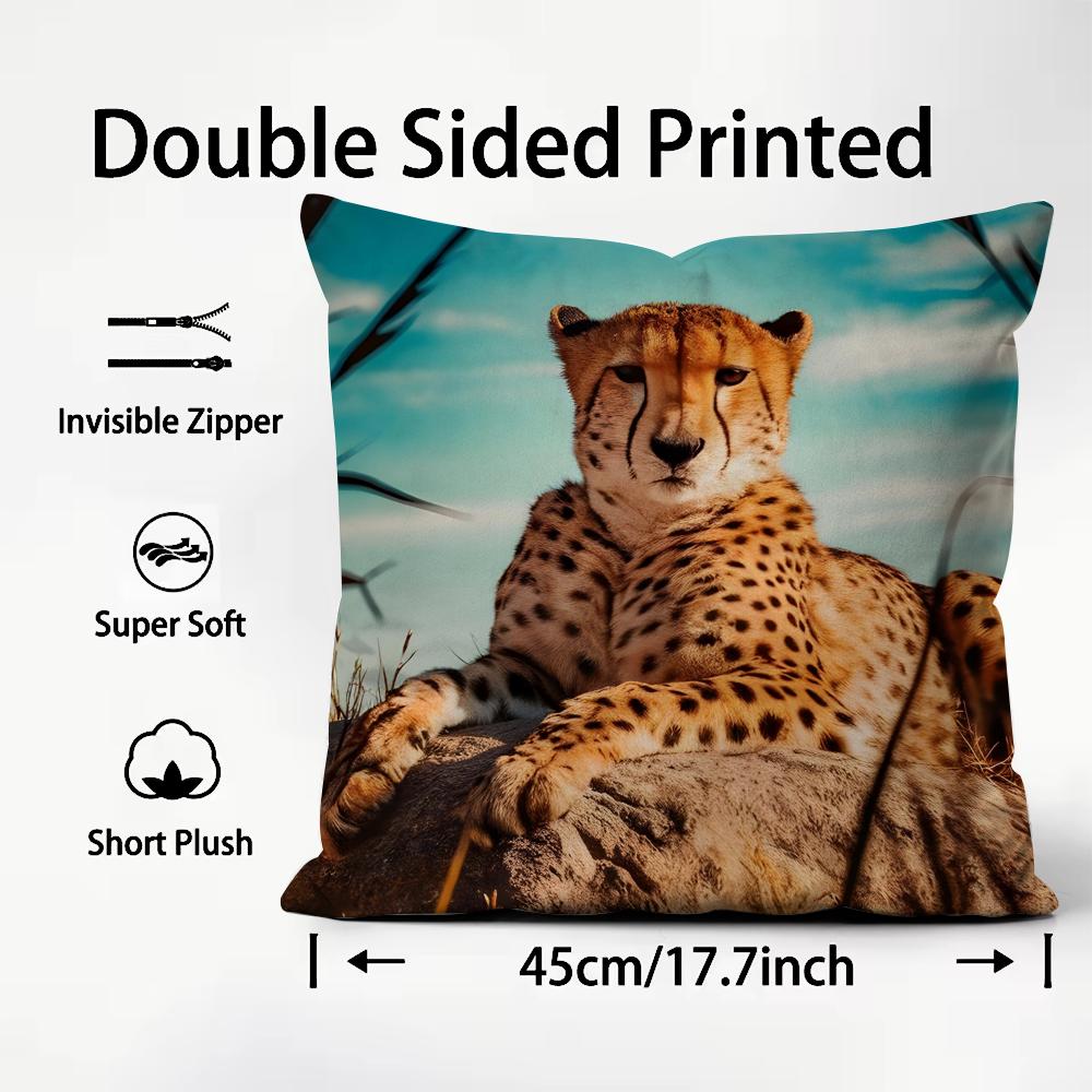 

Leopard Cool Cushion Cover Plush Fabric Soft DoubleSided Printed Sofa Warm Winter Home Child Gift Pillow Case 30x30cm