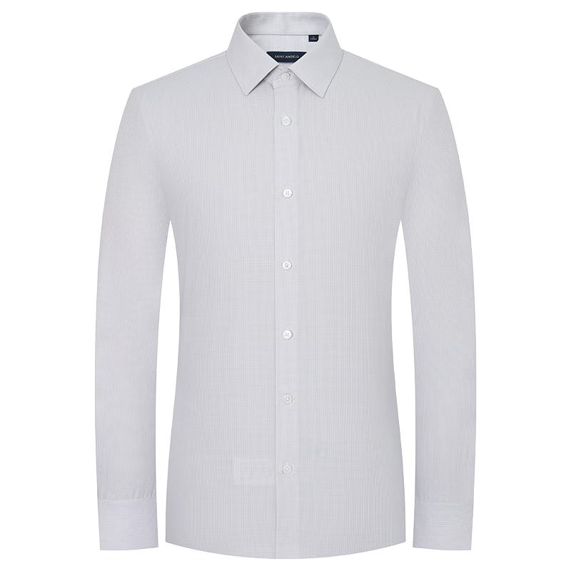 

Baoxiniao Men s Grey Houndstooth Business Long-Sleeve Shirt 38