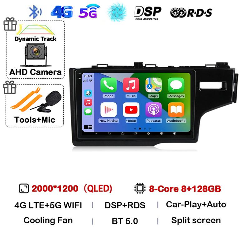 Android 14 Auto For Honda Jazz 3 2015-2020 Fit 3 GP GK 2013-2020 RHD Car Radio Multimedia Player Navigation Stereo GPS Head Unit