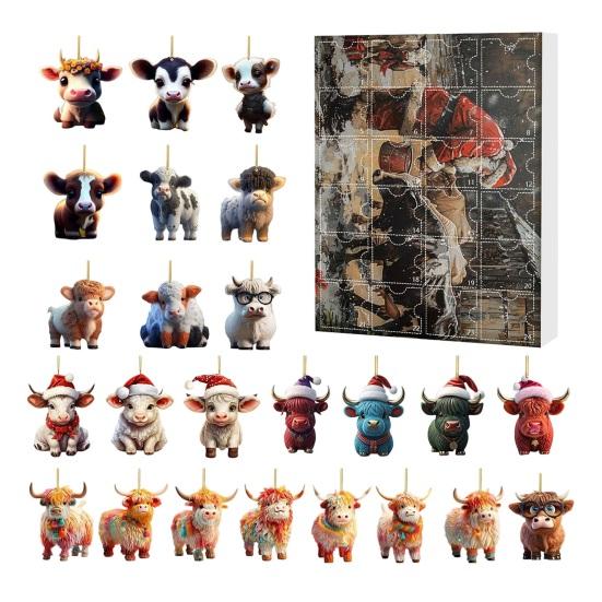 2025 Christmas Advent Calendar 24 Days Funny Cow Countdown Box