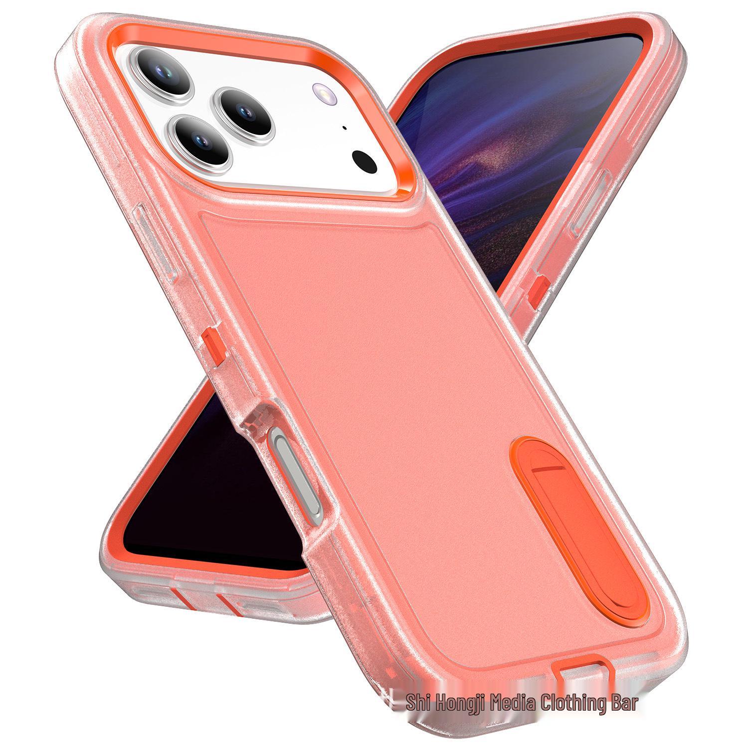 

Захисний чохол для Apple iPhone 17 та Google Pixel 9: Тризахисний, Ударостійкий, Невидима підставка iPhone 15 Pro Max яскраво-оранжевого кольору/прозорий