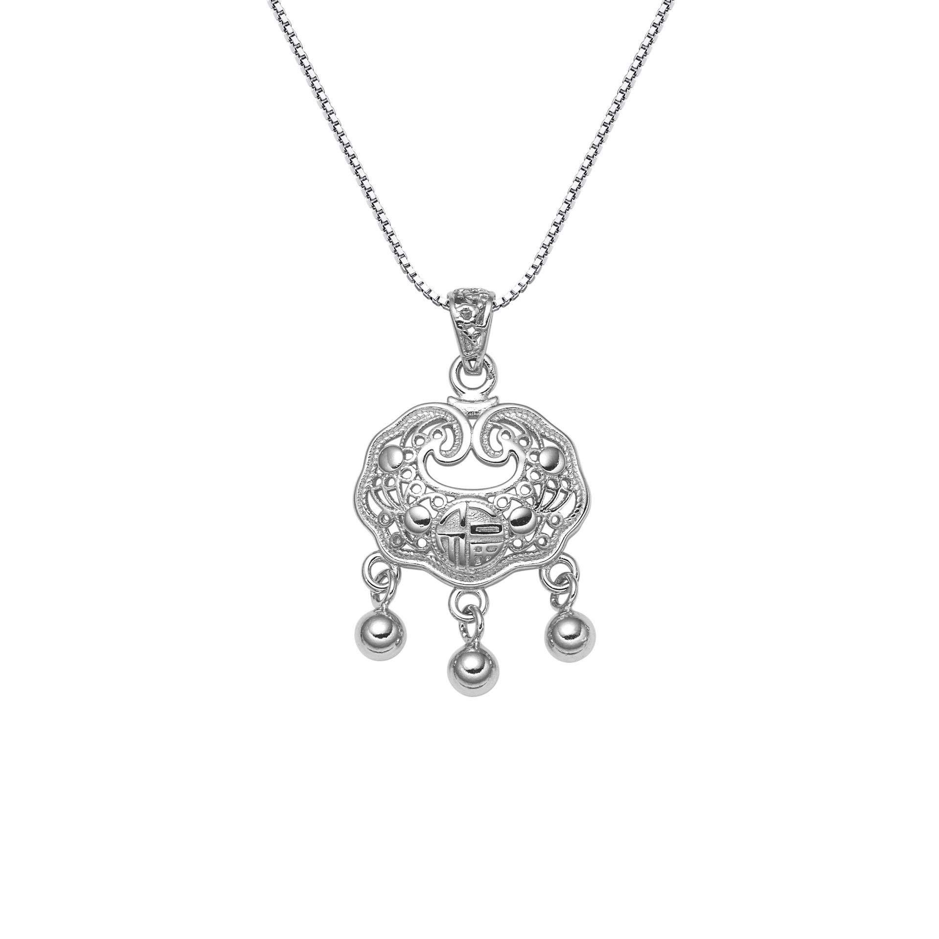 

S925 стерлингового серебра новый китайский замок безопасности ожерелье замок сумка кулон женская коробка цепь легкая роскошная ниша высокого класса ключичная цепь 925 Silver белого золота