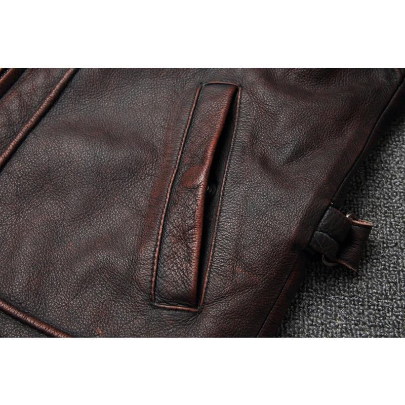 Chinese Size Men Cowhide Coat Vintage Men Leather Jacket Genuine Leather Clothes Men's Winter Jacket Motorcycle Biker Jackets