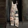 Women's Jumpsuit  Print Casual Loose Vintage Shoulder Strap Cotton Linen