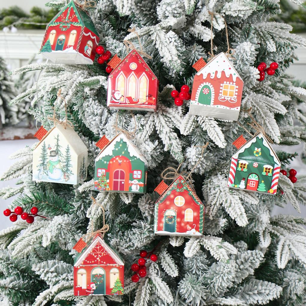 Christmas Gingerbread House Candy Box Merry Christmas Decoration For Home 2025 New Year Gift Cookie Packaging Box Xmas Ornament