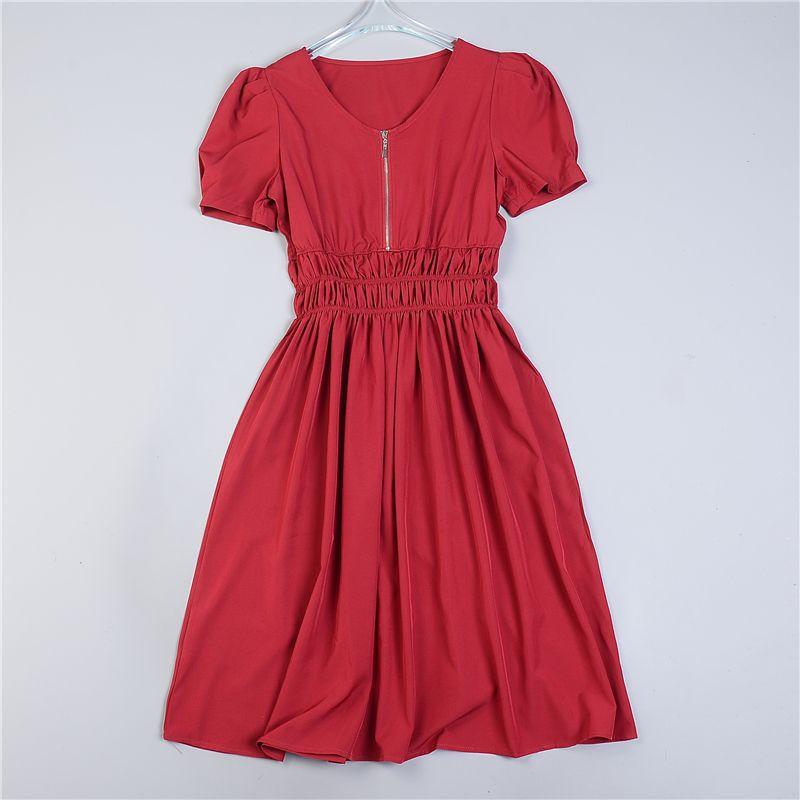 

1111 Французский бутик Платье в стиле Хепберн 79414 Трехмерные широкие плечи Эластичная высокая талия Приталенный А-силуэт Длинная юбка Лето 3 red. M