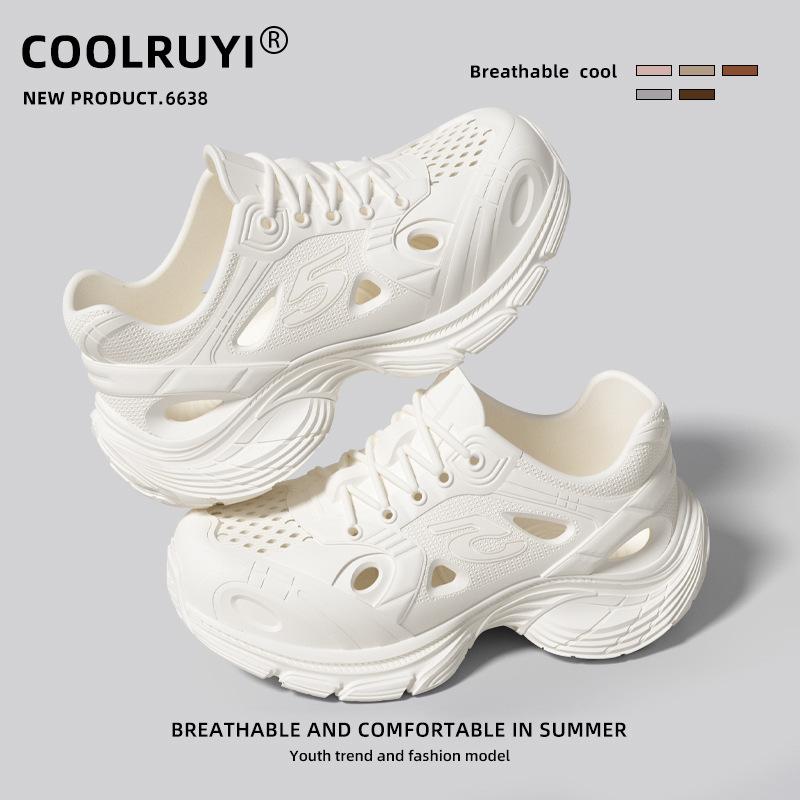 

Мужские и женские сабо на толстой подошве из ЭВА 2025 лето противоскользящие дышащие на мягкой подошве пружинящие спортивного стиля туфли сандалии 44-45 белый