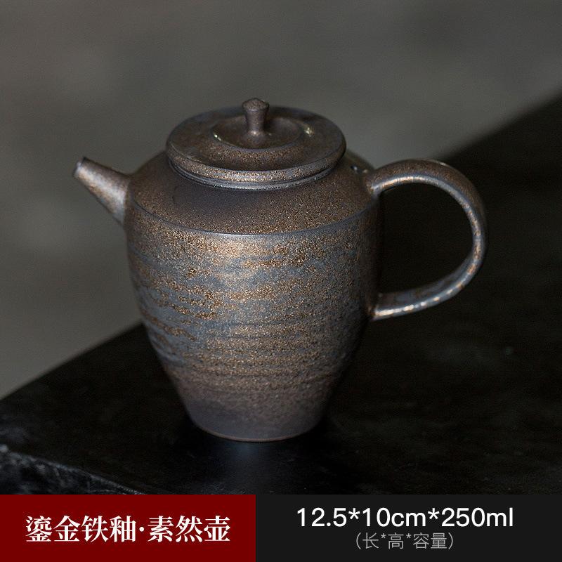 

250ml Handmade Gilding Iron Glaze Teapot Elegant Retro Coarse Pottery Pot Tea Brewing Kettle With Strainer Teaware Supplies Gift