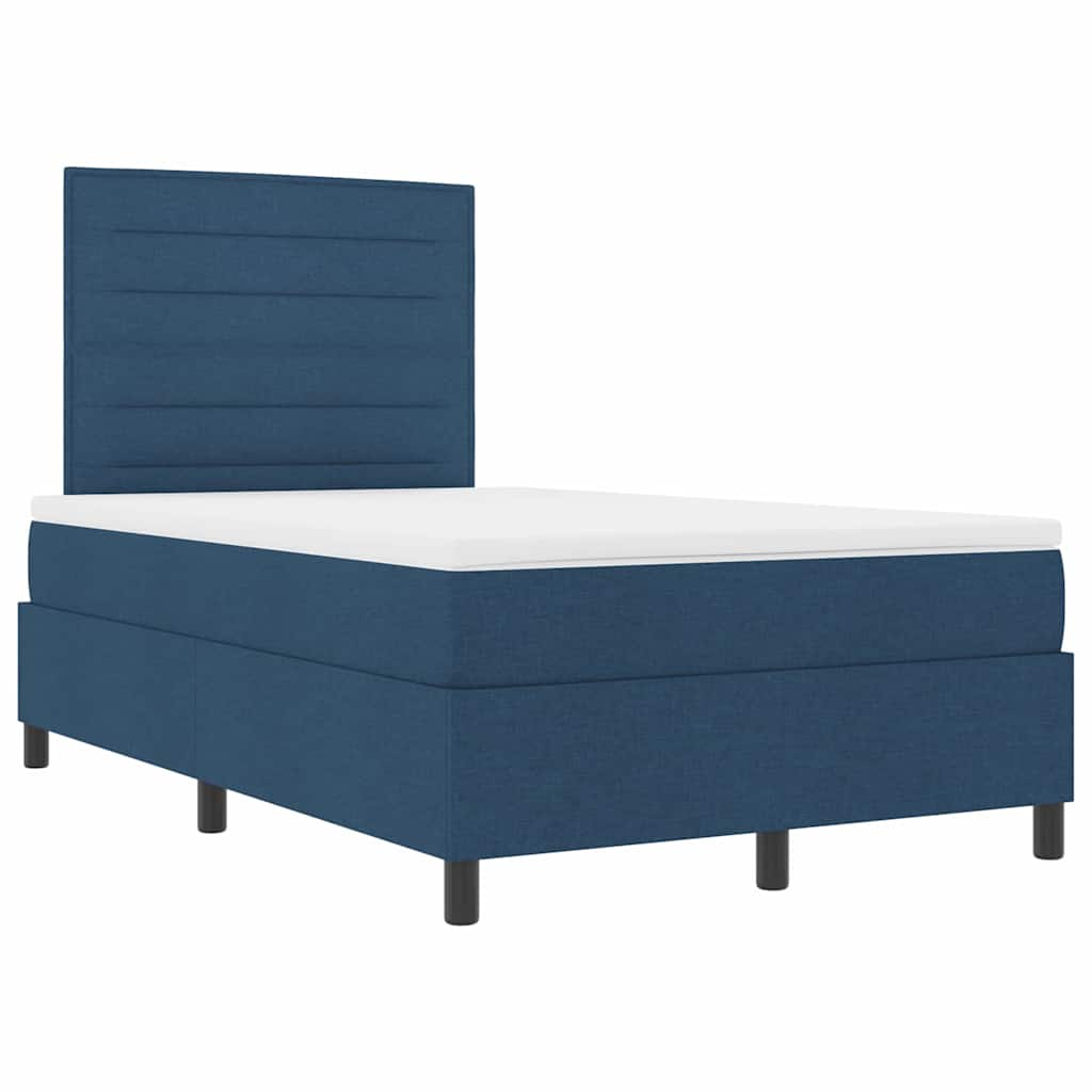 Box Spring Bed with Mattress and Headboard Blue 120 x 190 cm Fabric