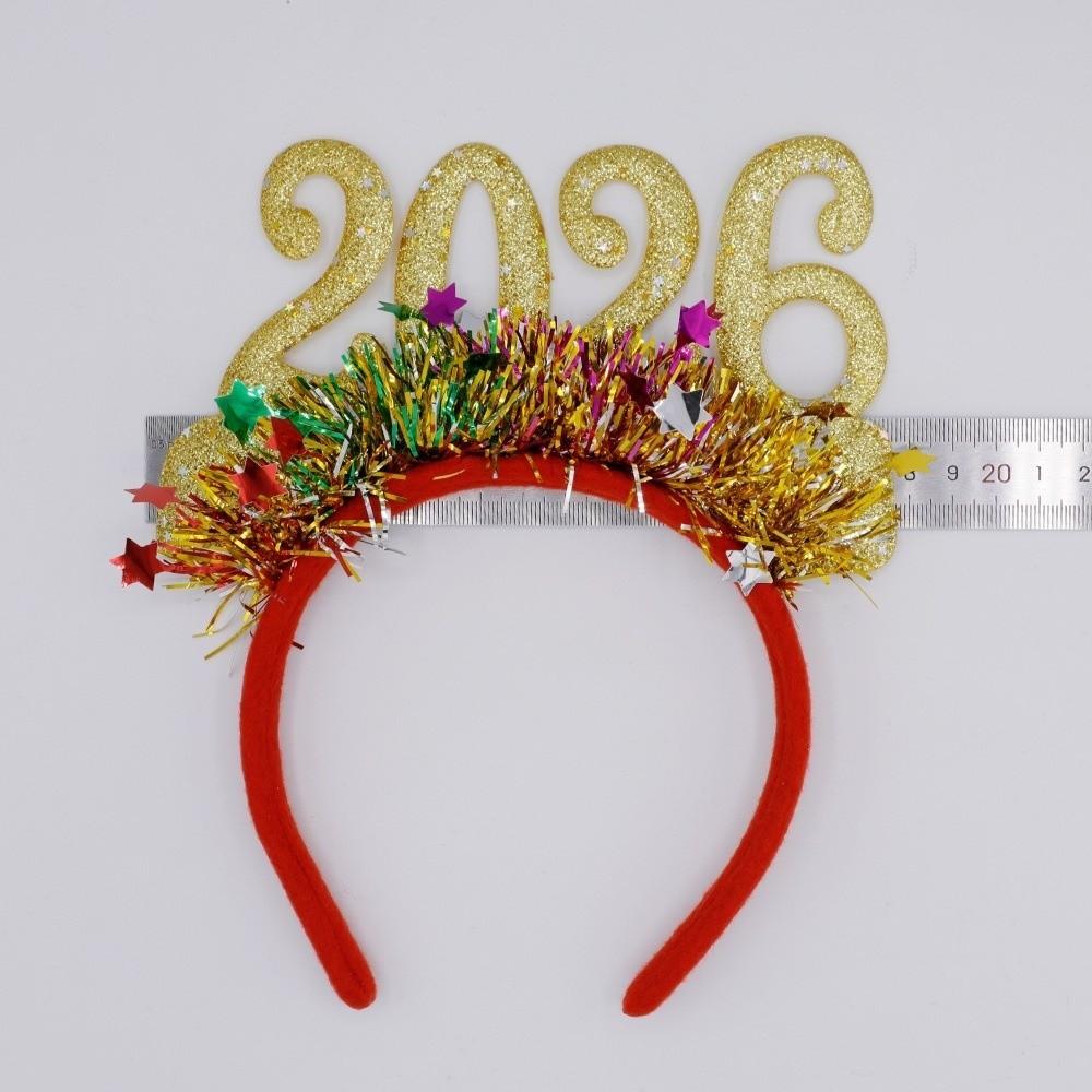 Sequin 2026 New Year Headbands Number Colorful Star Strip Headband Celebration Comfortable Glitter Headwear for Adult and