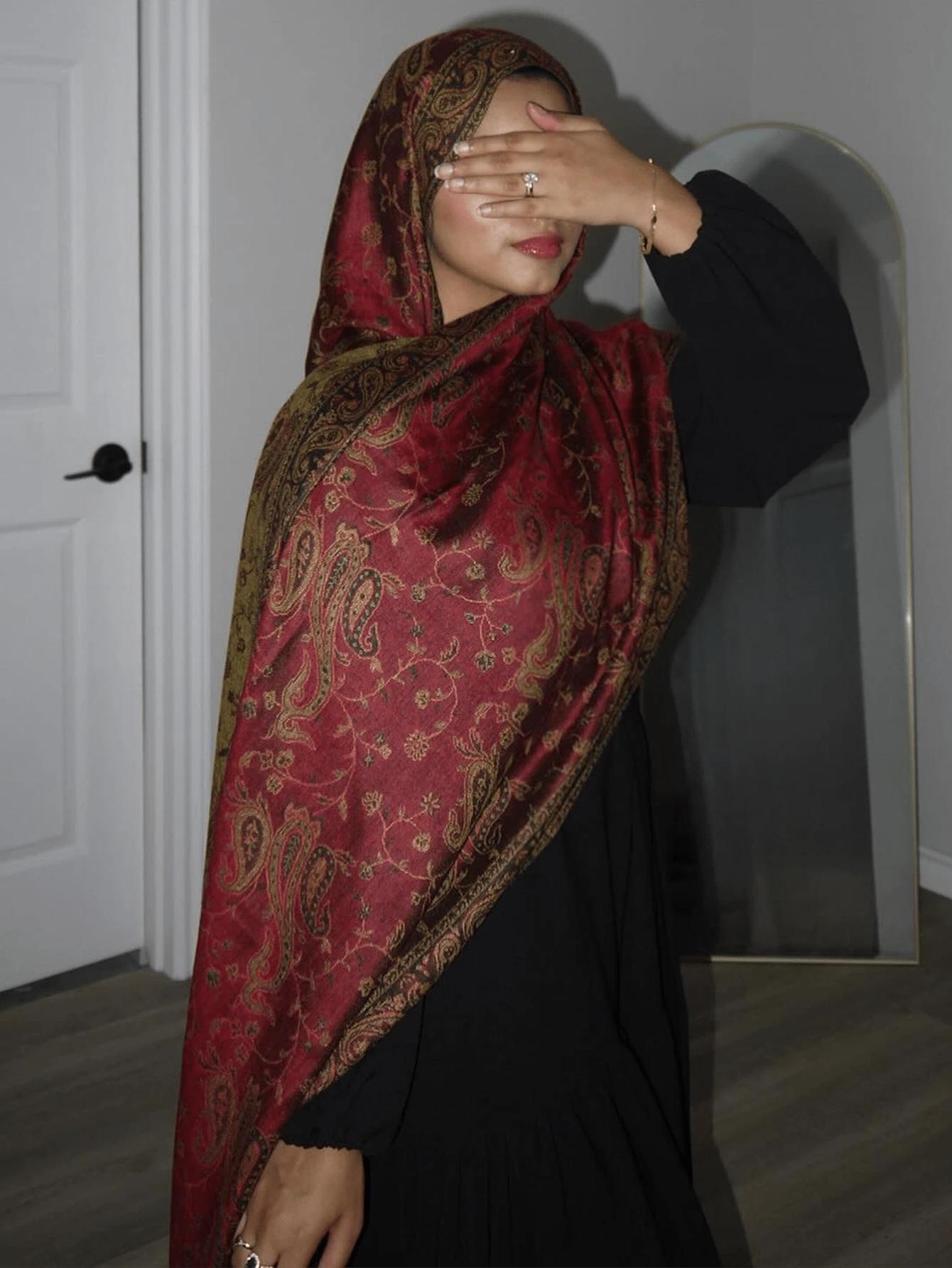 Böhmen Pashmina Hijab Schal Langes Muslimisches Tuch Damen Foulard Weiches Turban Kopftuch Für Frauen Stirnband Luxus brown