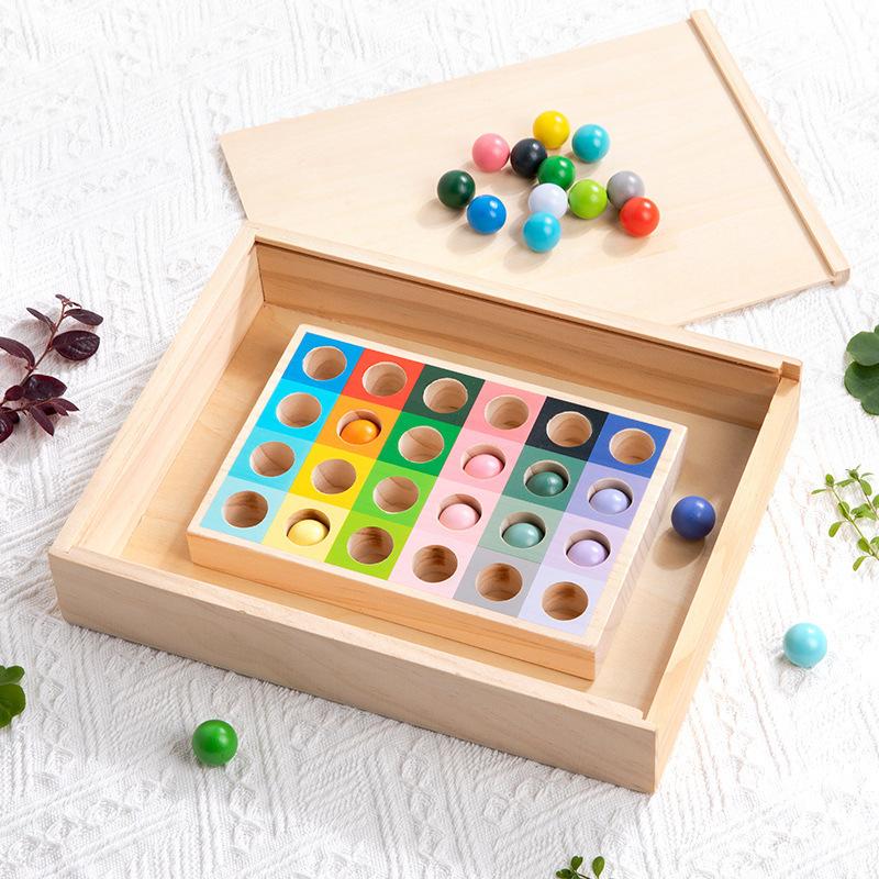 

Wooden children s cognitive color gradual change color matching clip beads clip ball hand eye training early education educational toys