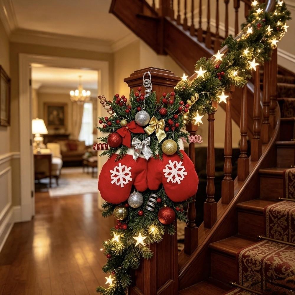 Glove Shape Christmas Glove Wreath Simulated Flower Christmas Garland Christmas Wreath Living Room