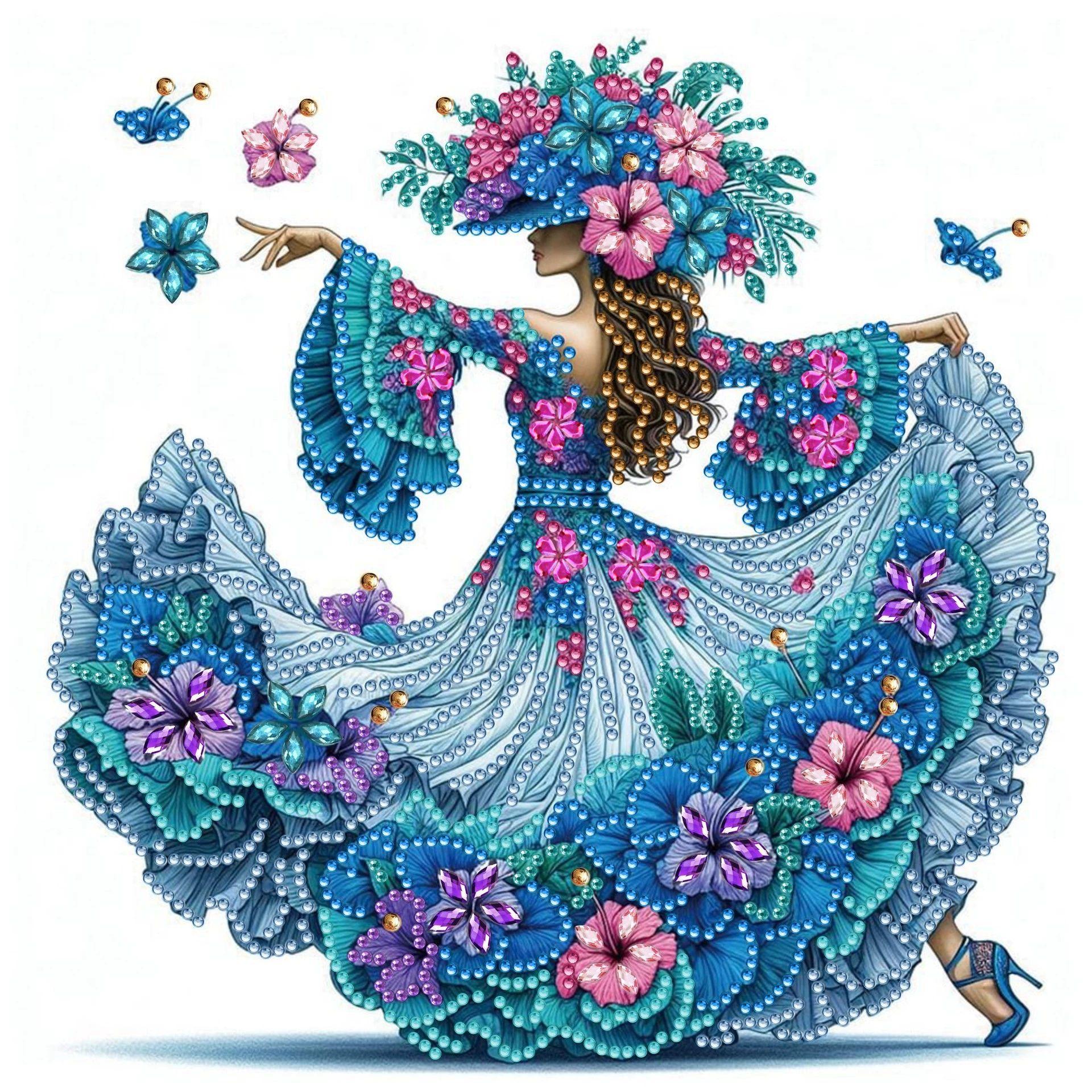 

30 × 30 Special-Shaped Diamond Beautiful Woman Dancing 5D Crystal Point Diamond Sticker Diy Sticker Diamond Painting Ab071 [canvas + drill bag]