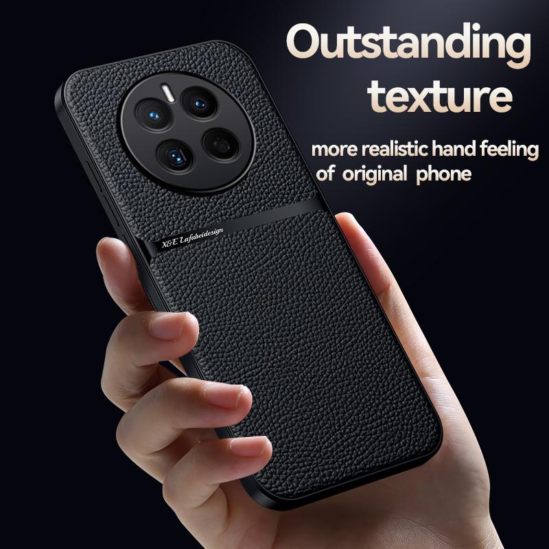 For Huawei Mate 50 50 Pro Leather Texture Built-in Magnetic TPU Soft Edge Anti-drop Anti-fingerprint Phone Case