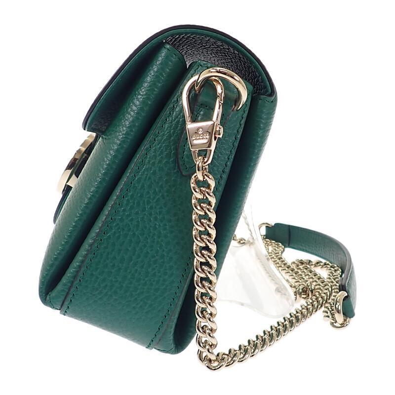 Gucci 607720 Schultertasche grün Kalbsleder Damen