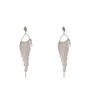 Light luxury style diamond-encrusted water drop long fringed silver needle earrings personality exaggerated niche temperament high-end earrings