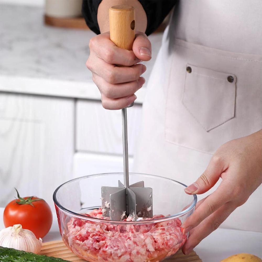 Manual Stainless Steel Meat Chopper Handheld Beef Masher Durable Food Grinder  Patty