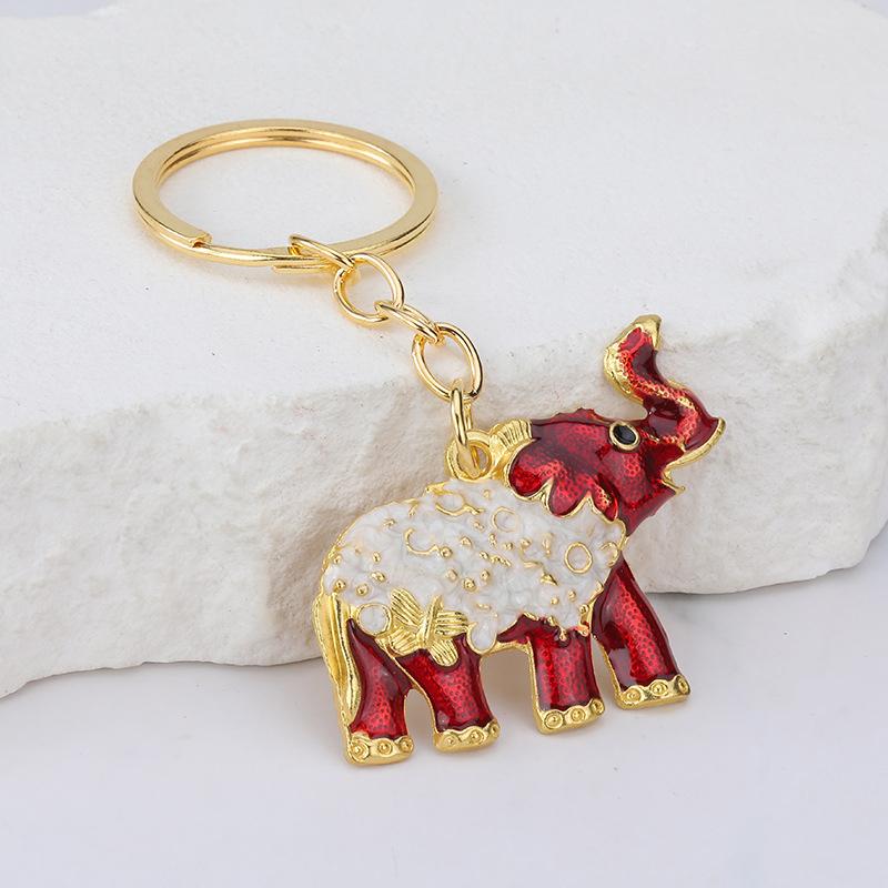 Vintage Colorful Elephant Keychain Creative Cute Animal Bag Car Key Ring For Men Women Gift