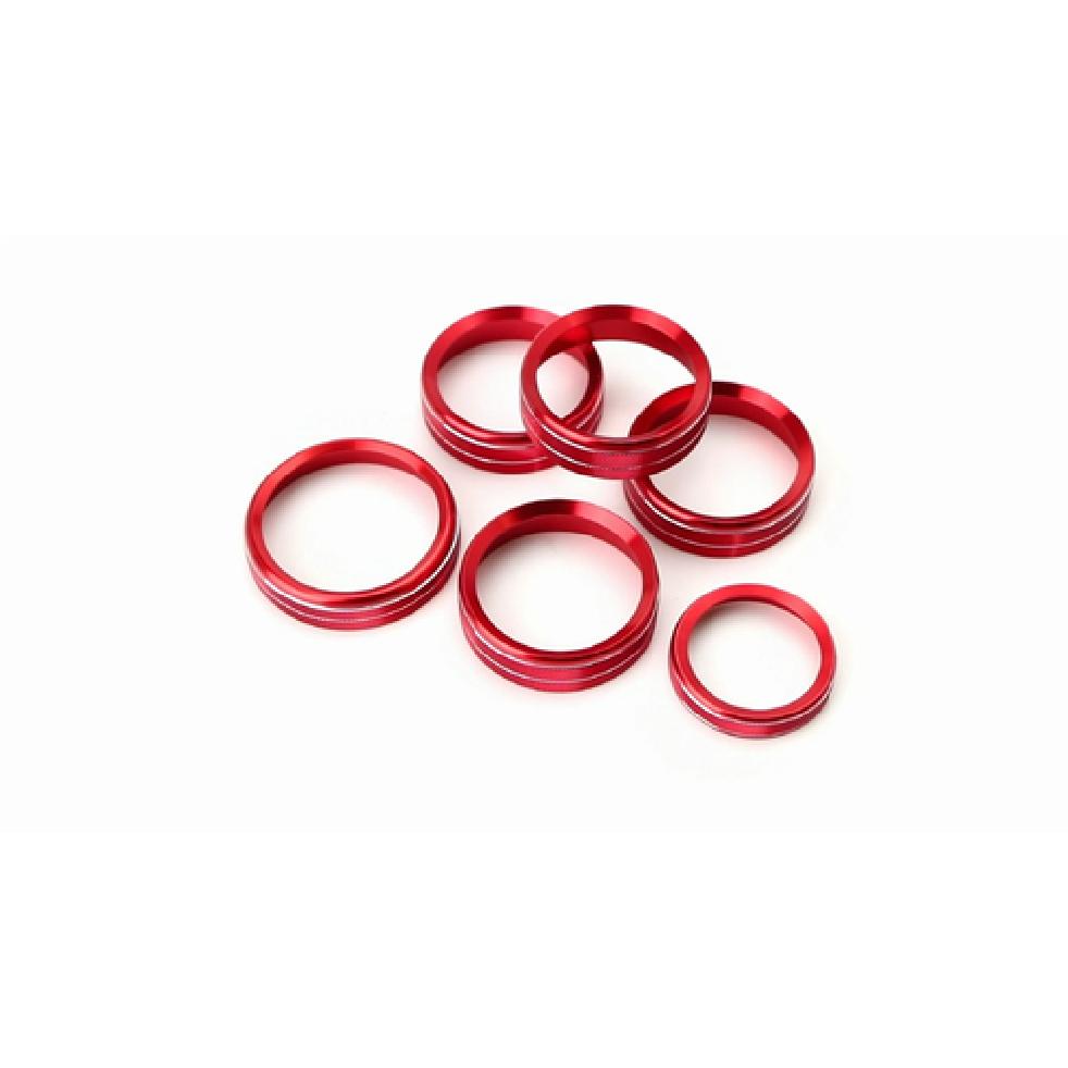 6pc Red AC Stereo Volume/Tune Trailer Switch Knob Ring Covers For 2016-20 F-150