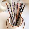 Chinese Style Floral Print Hair Sticks Vintage Acetate Resin Women Hairpins Clip Pin Headwear Wedding Jewelry Accessories
