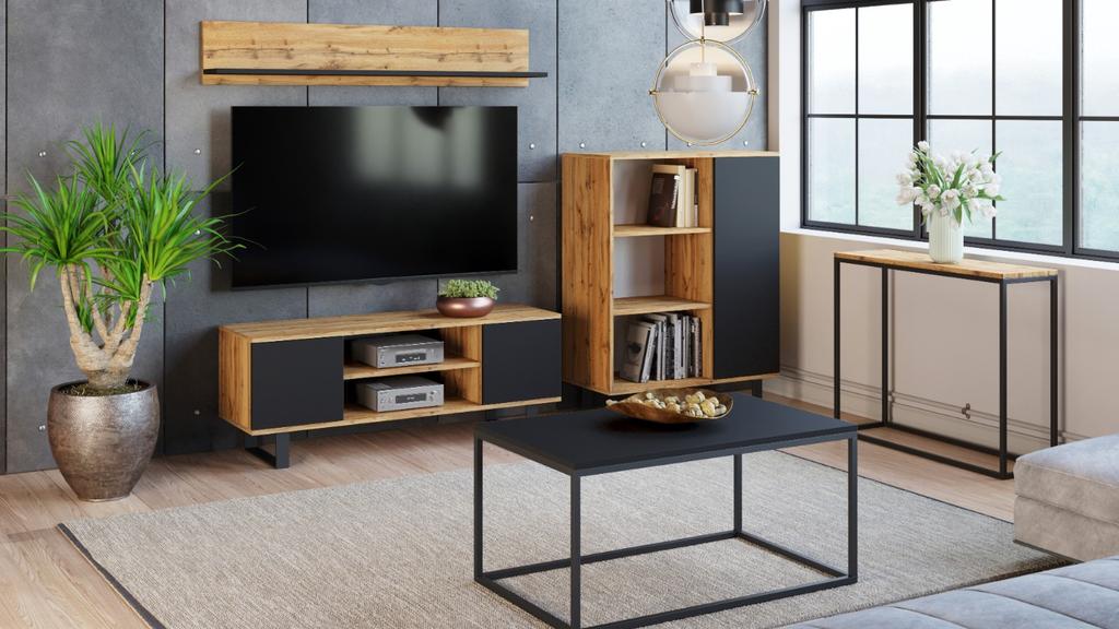 Focus RTV Cabinet 135 Cm - Loft Oak Craft/black