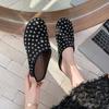 Fashion Spring New Style Flat Shoes Women's Fashion Round Head Deep Mouth Rivet Soft Sole Anti-slip Wear-resistant Flat Shoes