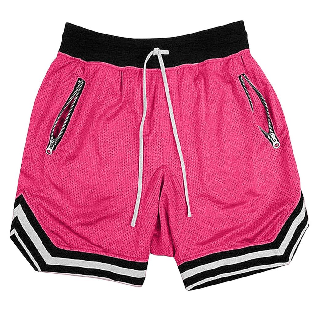 Plus Sizes Trendy Unisex Mesh Basketball Shorts Relaxed Fit Athletic Shorts with Zipper Pockets, Elastic Waist Sporty Shorts for Training & Streetwear