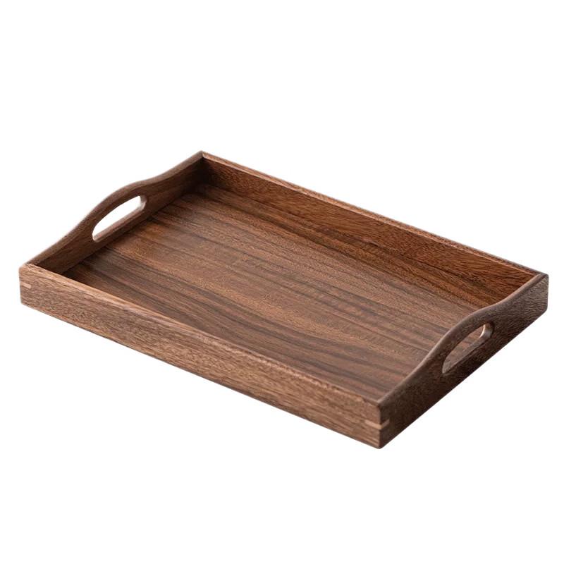 OLOEY Walnut Wood Rectangular Serving Tray with Handles